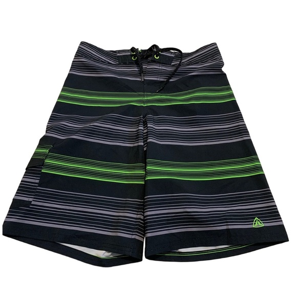 Firefly Youth Boys Striped Board Shorts Black/Grey/Green Size XL/TG - Picture 1 of 7